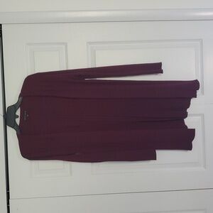 Open Front Long Line Cardigan, Burgundy